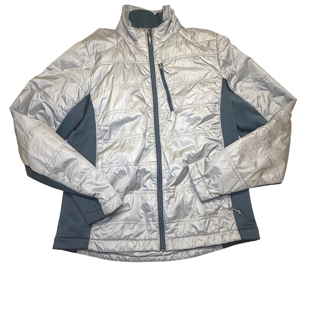 Spyder Insulated Puffer Jacket Men's Sz Medium Silver Gray‎ Full Zip Lightweight